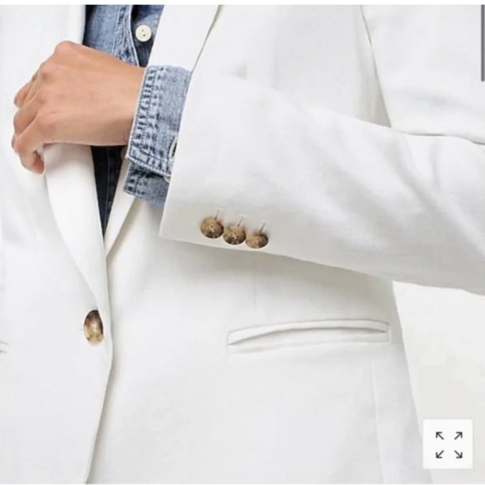 J. Crew Parke Blazer White Linen Classic Tailored Old Money Minimalist Fitted 6 - Picture 11 of 12